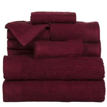 Hastings Home Ribbed 100% Cotton Towel Set - 10-pc, Burgundy
