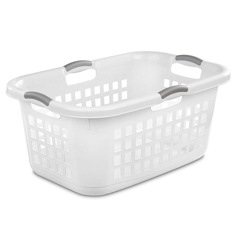 Sterilite 2 Bushel Ultra Laundry Basket, Large, Plastic with Comfort Handles to Easily Carry Clothes to and from the Laundry Room, White, 12-Pack, 2 of 4