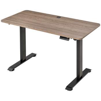 Vinsetto Electric Height Adjustable Standing Desk with 48" Desktop, 4 Memory Button Control and Anti-Collision System, Teak/Black