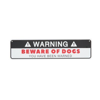 Okuna Outpost 4 Pack Metal Signs for Outdoors, Beware of Dog (12 x 3 in)