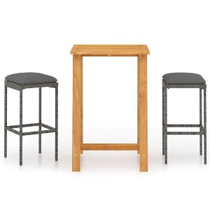 vidaXL Patio Bar Set Bar Table and Stools Patio Furniture Set with Cushions - 1 of 4