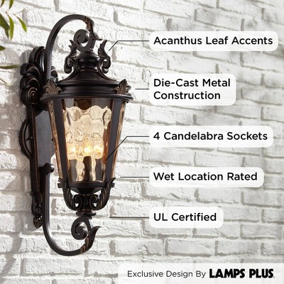 Marseille Elegance Bronze Outdoor Wall Light with Champagne Hammered Glass