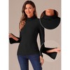 Allegra K Women's Casual Turtleneck Split Long Sleeves Basic Tee Top - 2 of 4