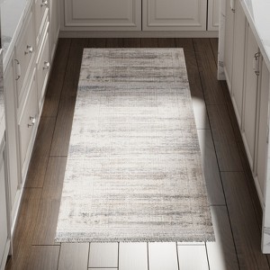 Maxax Boho Area Rug, Stripe Farmhouse Small Rugs with Fringe Tassels for Kitchen, Bedroom, Laundry, Doorway, Vintage Blue - 1 of 4