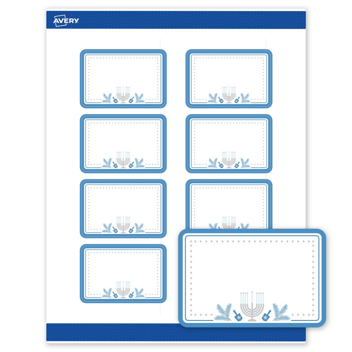 Avery® Labels, 2" x 3", Matte, Silver Menorah Frame, 160