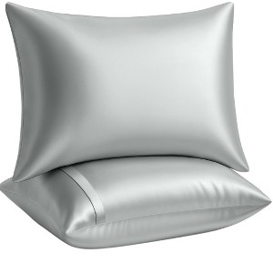 BLISSFORD Satin Pillowcase with Zipper, Satin Pillow Cases 2 Pack, Silk Pillow Cover - 1 of 4