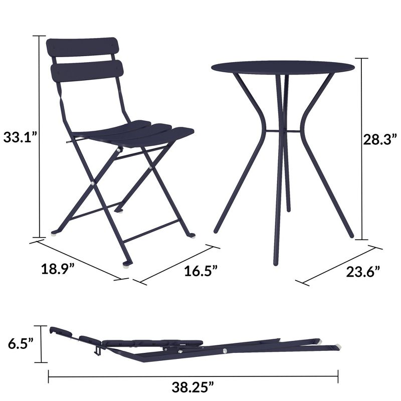 COSCO 3 Piece Bistro Set with 2 Folding Chairs, 4 of 5