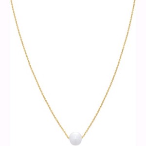 14K Gold or Sterling Silver Necklace with Freshwater Pearl Pendant Yellow Gold - 1 of 4