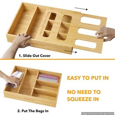 SpaceAid Bag Storage Organizer,Compatible with Gallon, Quart, Sandwich and Snack Variety Size Bag for Kitchen Drawer (1 Box 5 Slots) — фото 4
