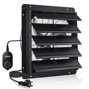 VEVOR 24 inch Shutter Exhaust Fan, Wall Mounted Attic Vent Fan with Variable Speed Controller, 4800 CFM, AC Motor, Heavy-duty Steel, Low Noise, Black - 1 of 4