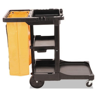 Rubbermaid Commercial Multi-Shelf Cleaning Cart Three-Shelf 20w x 45d x 38-1/4h Black 617388BK