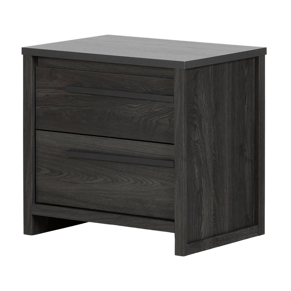 South Shore Tao 2-Drawer Kids' Nightstand Gray Oak: Modern Rectangle, Particle Board, Spot Clean, All Ages