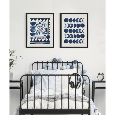 Indigo Abstract Canvas Art with Black Frame, 18x24
