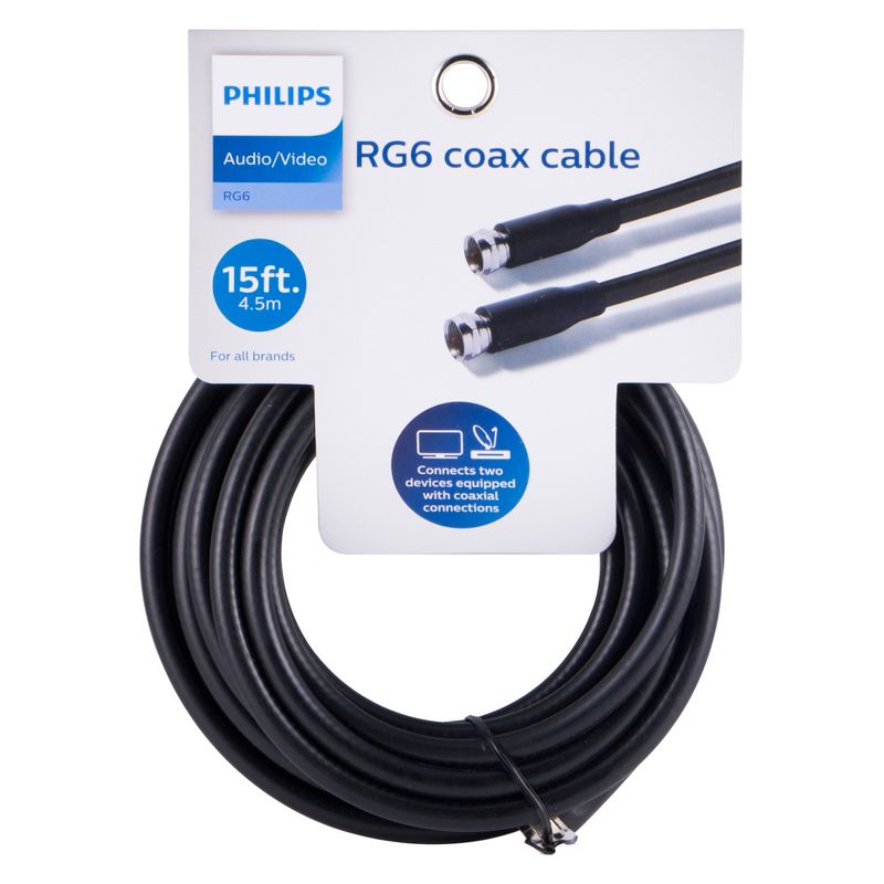 Philips 15' RG6 Coax Cable - Black, 6 of 8