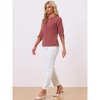 INSPIRE CHIC Women's Work Office Keyhole Pleated Front Ruched 3/4 Sleeve Chiffon Blouse - 3 of 4