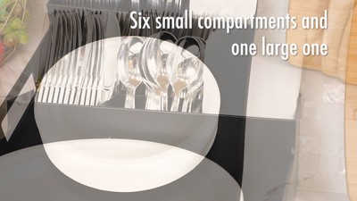 Black Plastic 7-Compartment Cutlery Organizer Tray