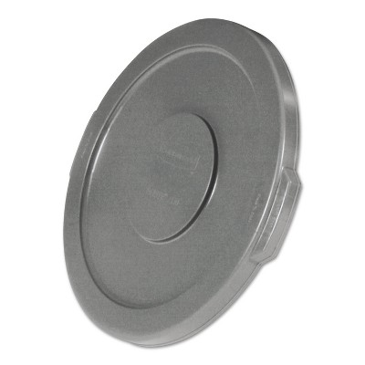 Rubbermaid Commercial Round Flat Top Lid for 10-Gallon Round Brute Containers 16" dia. Gray 2609GRA