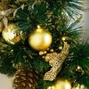 Nearly Natural 24" Pre-Lit Artificial Golden Frosted Christmas Wreath with Pinecones Berries and Ornaments - 3 of 4