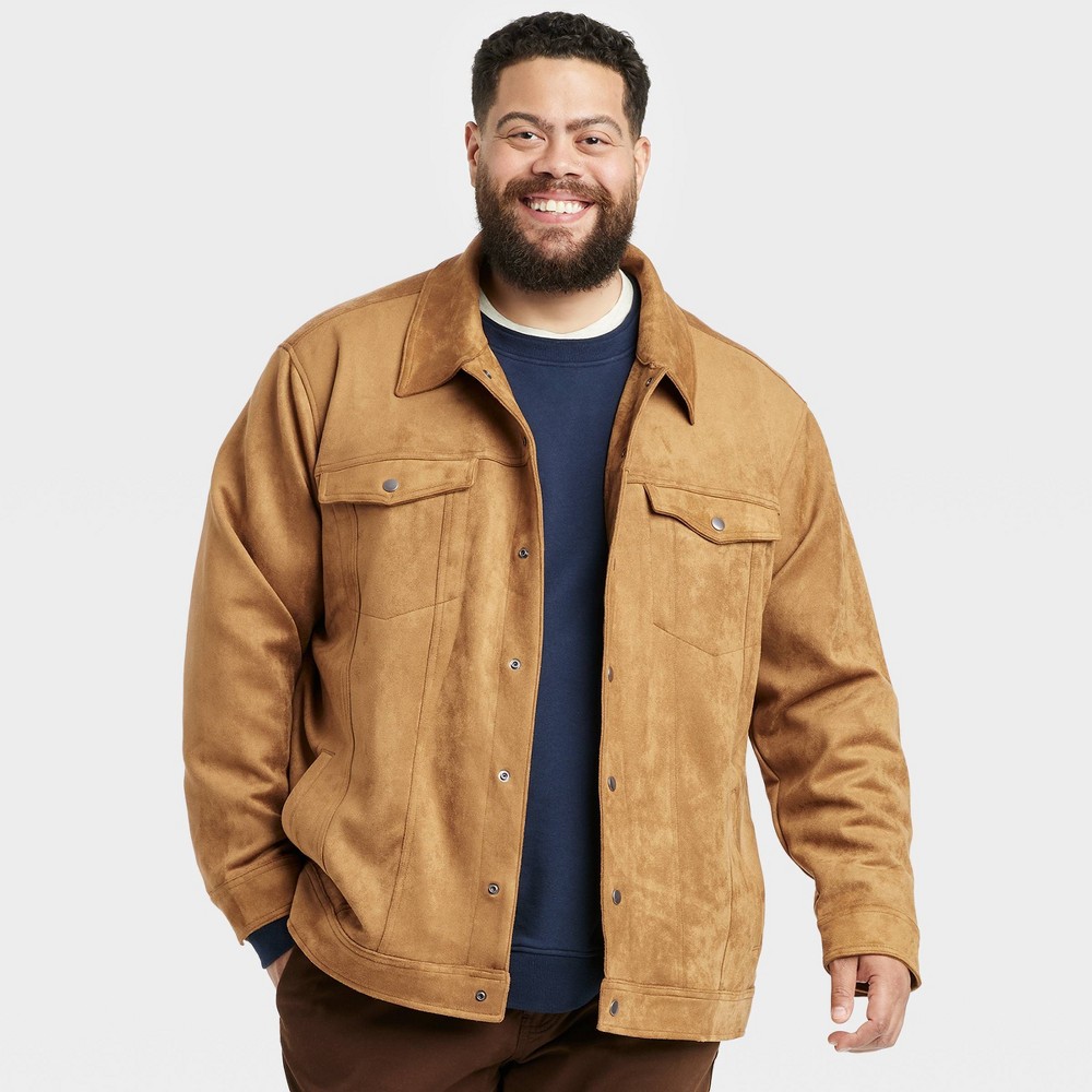 Men Big & Tall Faux Suede Trucker Jacket