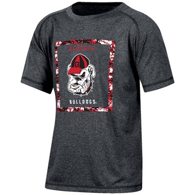 NCAA Georgia Bulldogs Boys' Gray Poly Pixel T-Shirt