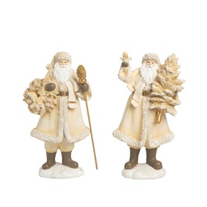 Transpac Resin Gilded Santa Decor Set of 2 Christmas Home Decorations - 1 of 2