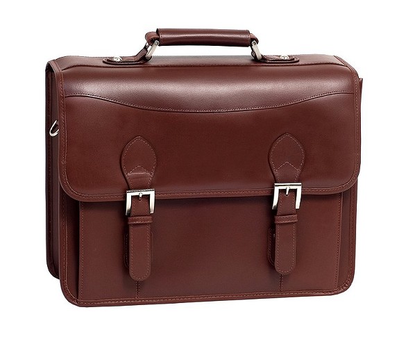 Siamod Belvedere 15" Leather Double Compartment Laptop Briefcase (Cognac)