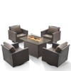 Buenhomino 5 Pieces Patio Wicker Furniture Set - 4 Outdoor Swivel Rocker Glider Chairs with Fire Pit Table, Warm Patio Conversation Set - 2 of 4