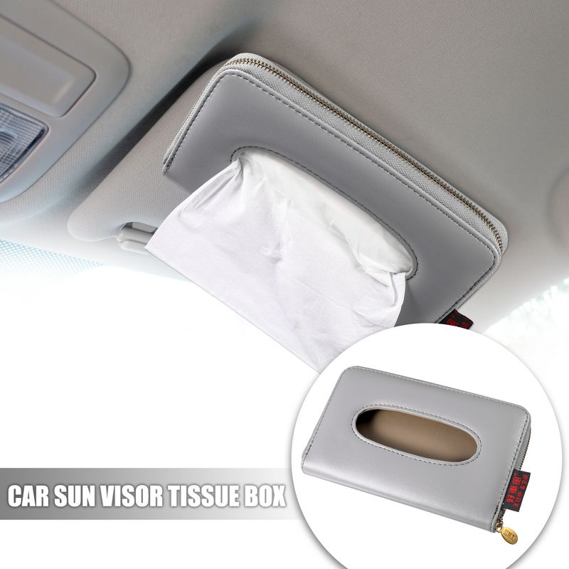Unique Bargains Car Sun Visor Backseat Tissue Napkin Box Holder Case PU Leather for Vehicle SUV Truck RV, 2 of 7