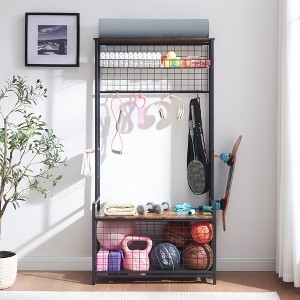 Garage Sports Equipment Organizer System Ball Gear Basketball Racks for Balls, Ball Holder with Baskets, Indoor/Outdoor Kids Toys Storage Organizer - 1 of 4