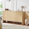 Fluted Sideboard Cabinet with 4 Doors, 58" Coffee Bar Buffet with Adjustable Shelves, Wood Credenza for Kitchen Dining Living Room, Oak - 2 of 4