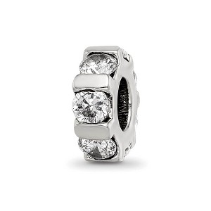 Black Bow Jewelry Sterling Silver, Clear CZ, Wheel Pattern Bead Charm - 1 of 4