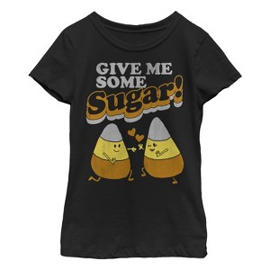 Girl's CHIN UP Halloween Candy Corn Sugar T-Shirt - 1 of 3