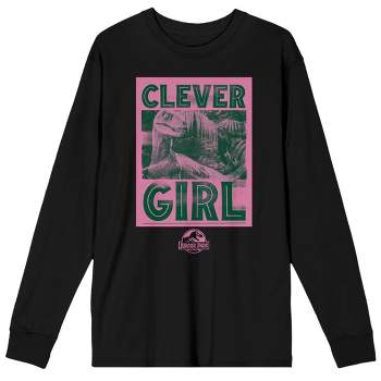 Jurassic Park Clever Girl Crew Neck Long Sleeve Black Adult Tee