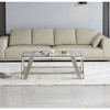 47" Rectangle Stainless Steel Coffee Table with Double-Layer Glass Top and Industrial Style - 2 of 4