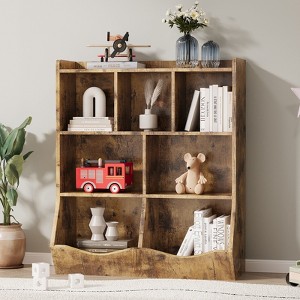 3-Tier Toy Storage Organizer, Bookshelf for Toys, Books, 5 Open Compartments & 2 Tilting Storage Boxes for Home, Kindergarten - 1 of 4