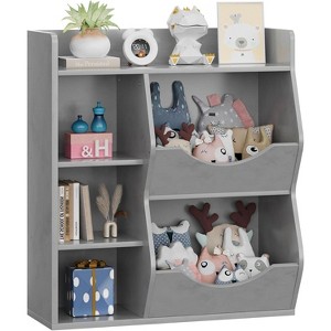 Kids 3-Tier Toy Storage, Kids Bookshelf Double Side Toy Shelf, 5 Compartment Bookshelf, Organizer and Storage Bins for Toys and Books - 1 of 4