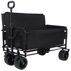 Kumasinova Convertible Folding Wagon Cart with Bench Seat &Storage,Heavy-Duty Utility Wagon with 180L Cargo Space for Beach,Camping,Garden,Sports - 1 of 4