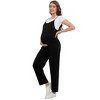 Women's Maternity Jumpsuit Wide Leg Sleeveless Adjustable Strap Pockets Casual Romper with Belt - 2 of 4
