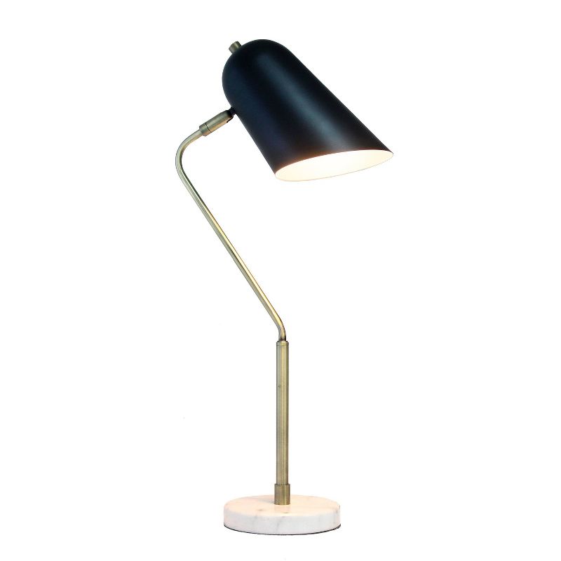 Asymmetrical Marble and Metal Desk Lamp with Sloped Shade Antique Brass - Lalia Home, 2 of 9
