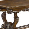 114" Latisha Dining Table Antique Oak Finish - Acme Furniture: Silver Trim, Floral Leg Detail, Resin Base - 3 of 4
