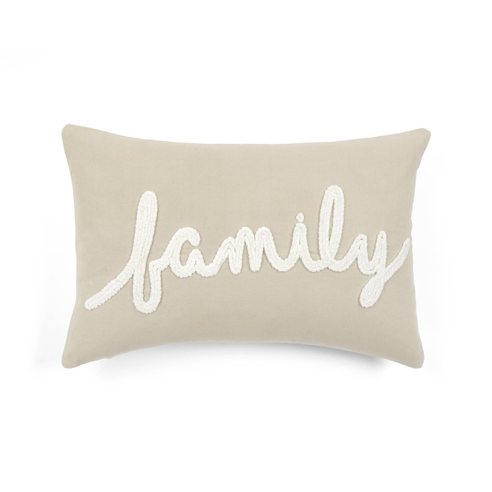 Photos - Pillowcase 13"x20" Oversize 'Family' Chenille Family-Friendly Lumbar Throw Pillow Cov