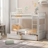 Okak Twin over Twin Solid Wood Bunk Bed Loft Bunk Bed with 2 Drawers Ladder & Safety Guardrail for Teens Adults, Convertible into 2 Beds, White - 2 of 4