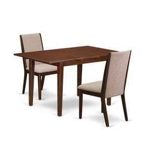 HomeStock 3-Pc Mahogany Finish Rectangular Solid Wood Top With Butterfly Leaf Dining Table Set - 1 of 4
