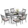 Captiva Designs 7pc Patio Slatted Top Steel Dining Table with Umbrella Hole & Stylish Cushioned Metal Chairs - 2 of 4