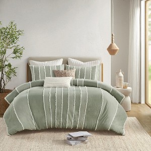 King/Cal King 3 Piece Striped Cotton Duvet Cover Set - 1 of 1