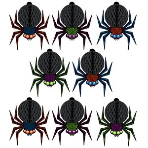 Beistle Mini Tissue Spiders, 5.75", (16/Pkg) Multicolored - 1 of 2