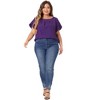 Agnes Orinda Women's Plus Size Elegant Pleated Petal Tulip Short Sleeve Office Work Summer Blouses - 3 of 4