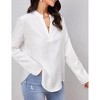 Women's V-Neck Long Sleeve Shirt Casual  Roll-Tab Sleeves Blouse - 2 of 4