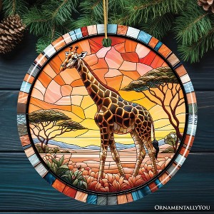 Serengeti Splendor Giraffe Stained Glass Style Ceramic Ornament, Safari Animals Christmas Gift and Decor| OrnamentallyYou - 1 of 4