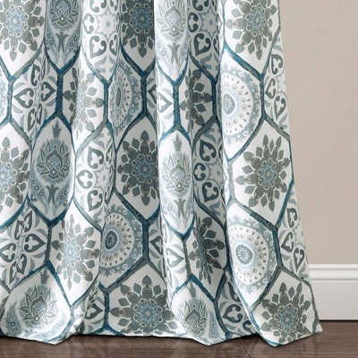 Blue Suzani Pattern Polyester Blackout Window Panels